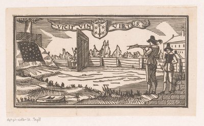 Man with a Crossbow Aiming at a Target on a Shooting Range by Anonymous