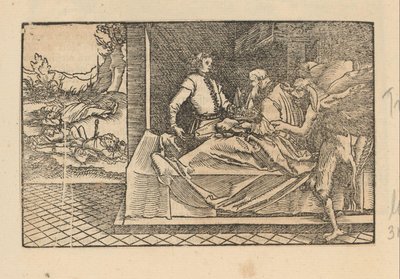 Man on His Deathbed, Held by a Devil, Passing His Crown to Another by Anonymous