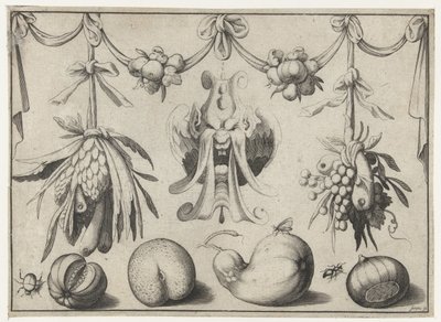 Mask Under a Garland (Garlands of Fruits and Masks Surrounded by a Frame Line) by Anonymous