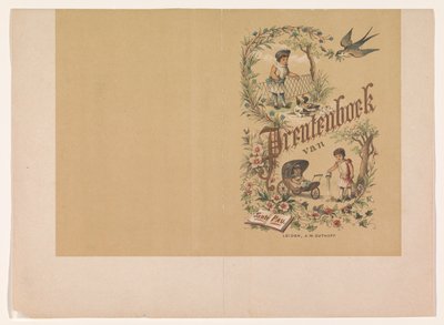 Girl Watching Ducks and Playing with Sand Next to a Doll Carriage by Anonymous