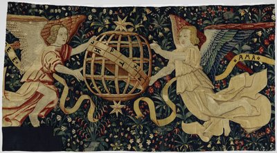 Millefleurs with the Angels of Faith and Love Holding an Armillary Sphere by Anonymous