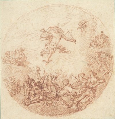 Design for a Round Ceiling with Mercury and Minerva by Anonymous