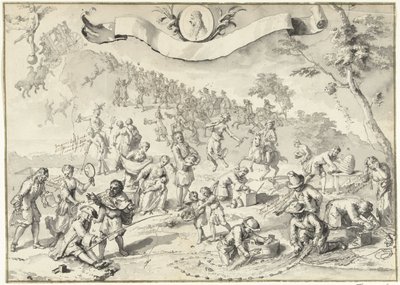 Design Drawing for the Print Greed Tries to Overtake Fortune, 1720 (Het Groote Tafereel der Dwaasheid) by Anonymous