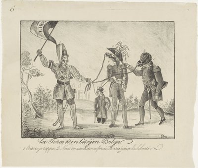 Rebellious Belgian Holds the Dutch in Chains, 1830 by Anonymous