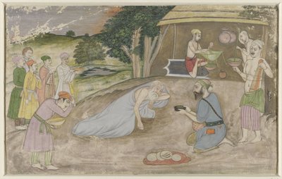 Old Indo-Muslim Saint in His Hermitage, Surrounded by People with Gifts by Anonymous