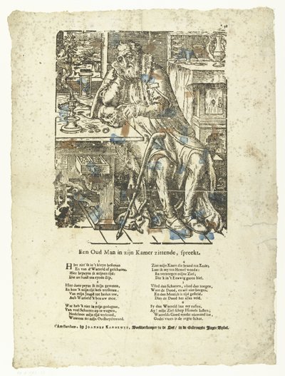Old man in his room (vanitas) (An Old Man in his Room Sitting, Speaking) by Anonymous