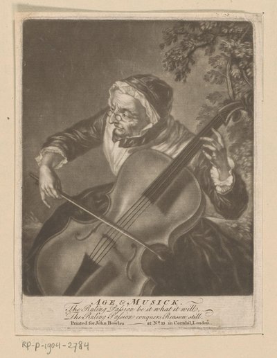 Old Woman Playing Cello by Anonymous