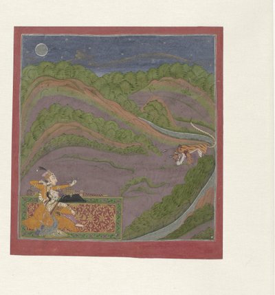 Couple in a Nocturnal Landscape with a Tiger by Anonymous