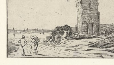 Path Along a Lighthouse by the Beach (Landscapes After Esaias van de Velde) by Anonymous
