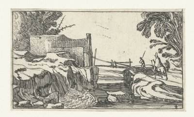 Path by a Waterfall (series title: Landscapes after Esaias van de Velde) by Anonymous