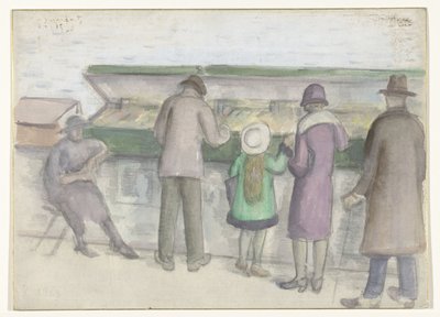People at a Bookstall on a Quay by Anonymous