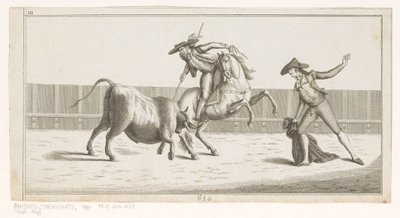 Picador Thrusts His Lance into a Bull (Collection of the Main Maneuvers in Bullfighting) by Anonymous