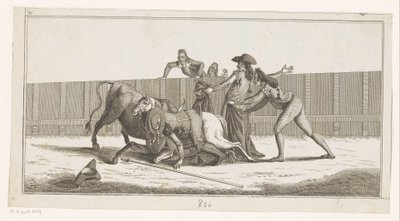 Picador Fallen from His Horse (Collection of the Principal Maneuvers of a Bullfight) by Anonymous