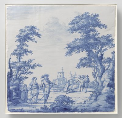 Plate Painted with Landscape and Figures by Anonymous