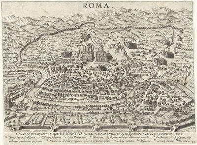 Map of Rome with the foundations of Ignatius of Loyola (Scenes from the life of Ignatius of Loyola series) by Anonymous