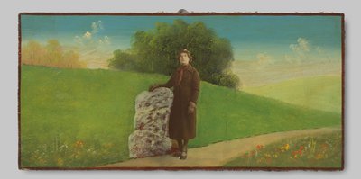 Portrait of an Unknown Woman in a Painted Landscape by Anonymous