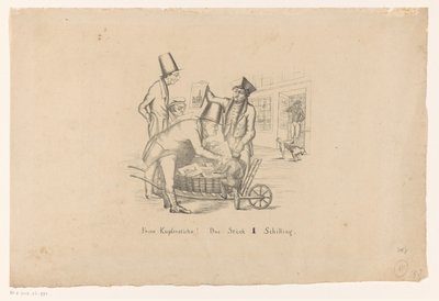 Print Seller Selling Prints from a Wheelbarrow by Anonymous