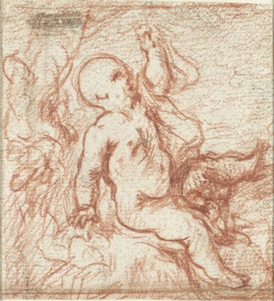 Putto in Landscape by Anonymous