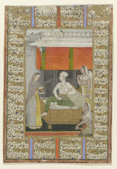 Raga, a Man Sitting on a Bench Surrounded by Three Women by Anonymous