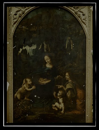 Reproduction of Leonardo da Vinci, Virgin of the Rocks, Louvre by Anonymous