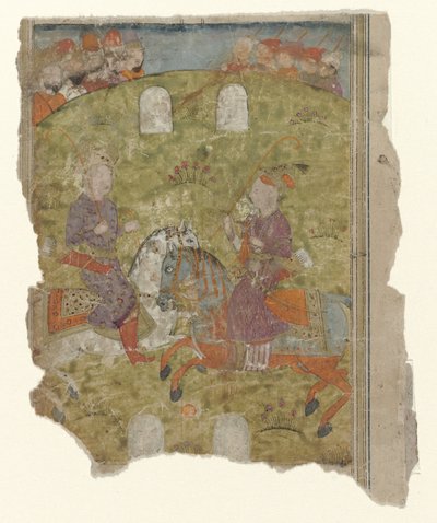 Fragment of a Miniature with Two Riders and Warriors by Anonymous
