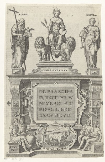 Rhea, Religion, Governance, and Household Gods (Title Page for: Georg Braun and Franz Hogenberg, De praecipuis, totius universi urbibus, liber secundus) by Anonymous