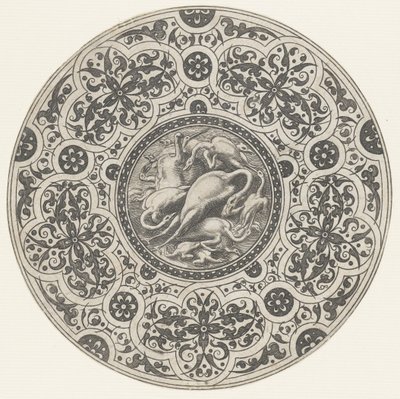 Bowl with Poultry and Moresques (series title: Designs for Plates) by Anonymous