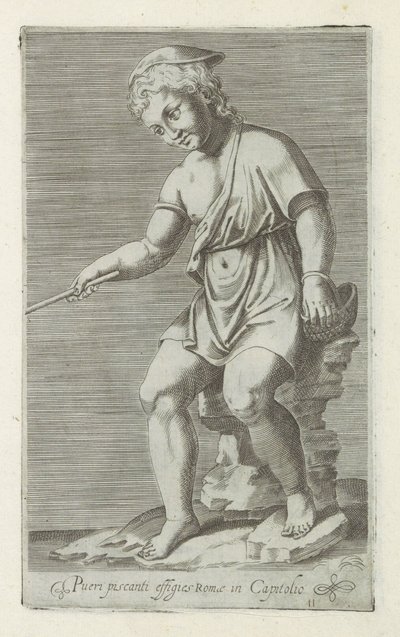 Sculpture of a Boy Fishing by Anonymous