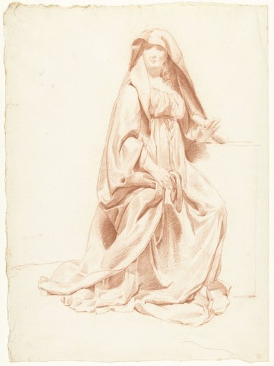 Study of a Seated Woman with Heavily Pleated Cloak by Anonymous