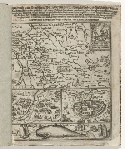 Title page of the pamphlet: Whale of Berckhey stranded in 1598, February 3, 1599 by Anonymous