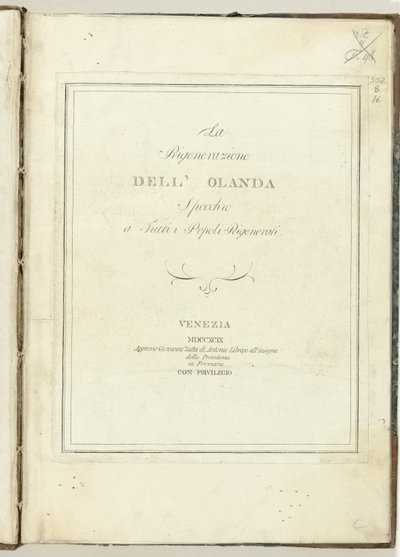 Title Page for: The Regeneration of Holland, 1799 by Anonymous