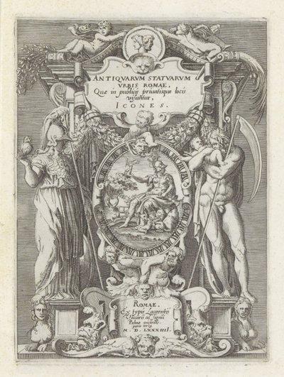 Title Print with Roma, Minerva, and Saturn by Anonymous