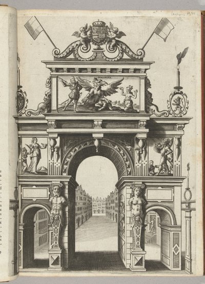Triumphal Arch with Ernst Saving Belgica from Discord, 1594 by Anonymous