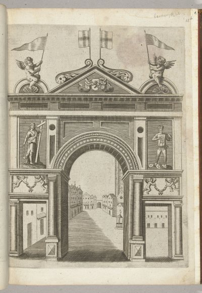 Triumphal Arch with Allegorical Figures and Putti with the Chain of the Order of the Golden Fleece, 1594 by Anonymous