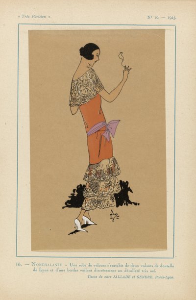 Très Parisien, 1923, No 10: 16.- NONCHALANCE. - A Velvet Dress by Anonymous