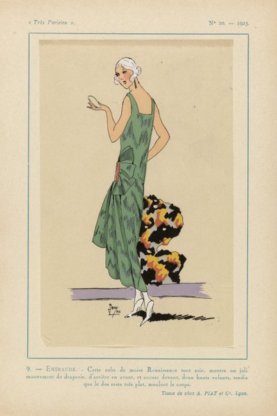 Très Parisien, 1923, No 10: 9. - EMERALD. - This Renaissance Moire Dress... by Anonymous