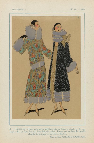 Très Parisien, 1923, No 11: 8. - FRILEUSES. - This Dress Trimmed with Gray Hare... by Anonymous