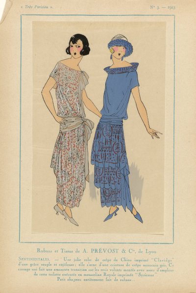 Très Parisien, 1923, No. 3: Rubans et Tissus de A. PRÉVOST...SENTIMENTALES... by Anonymous
