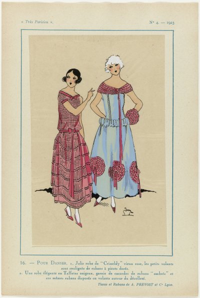 Très Parisien, 1923, No. 4: 16. - FOR DANCING. 1. Pretty Dress by Crisseldy... by Anonymous