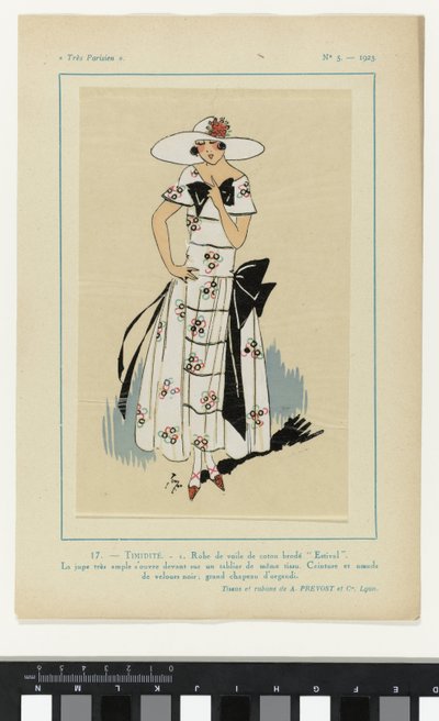 Very Parisian, 1923, No 5: 17.- TIMIDITY. - 1. Voile dress... by Anonymous