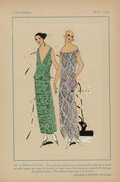 Very Parisian, 1923, No 8: 11.- DREAM OF WALTZ. - A Silk Crepe Dress... by Anonymous