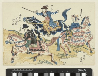 Two Men and a Woman on Horseback by Anonymous