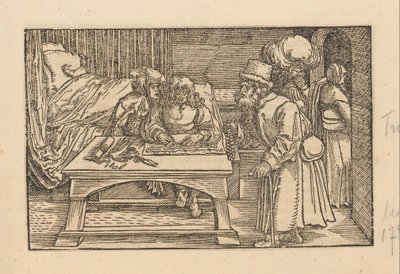 Two Men on the Edge of a Bed and an Old Man with Rosary by Anonymous