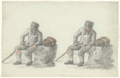 Two Studies of a Sitting Man by the Side of the Road by Anonymous