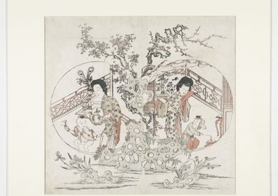 Print in Two Parts: Left Summer with Iris and Malus, Right Winter with Narcissus and Prunus (New Year