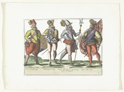Four Spanish Soldiers in Uniform, ca. 1580 (Costumes militaires Espagnols) by Anonymous