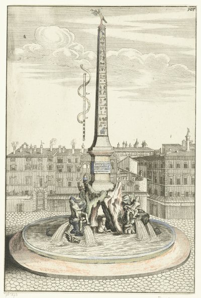 Four Rivers Fountain (Architectura Curiosa Nova) by Anonymous