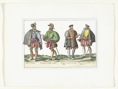 Four Men Dressed in German Fashion, ca. 1580 Costumes Allemands (title on object) by Anonymous