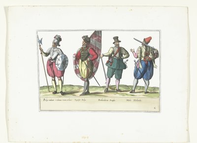 Four Soldiers in Uniforms According to the Fashion in the Netherlands and England, ca. 1580 by Anonymous