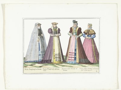Four Women Dressed in German Fashion in Frankfurt, ca. 1580 by Anonymous